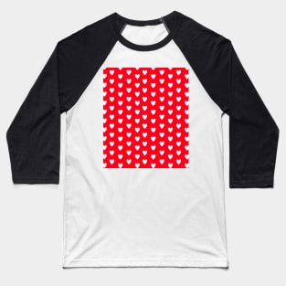 White Hearts Polka Dots on Red Baseball T-Shirt